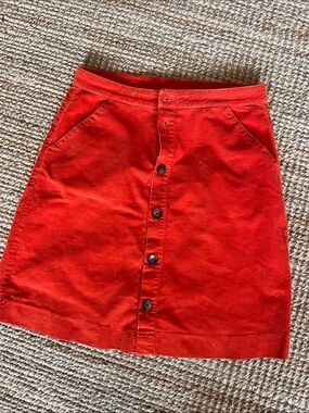 Orange corduroy Button-Front Women’s Skirt